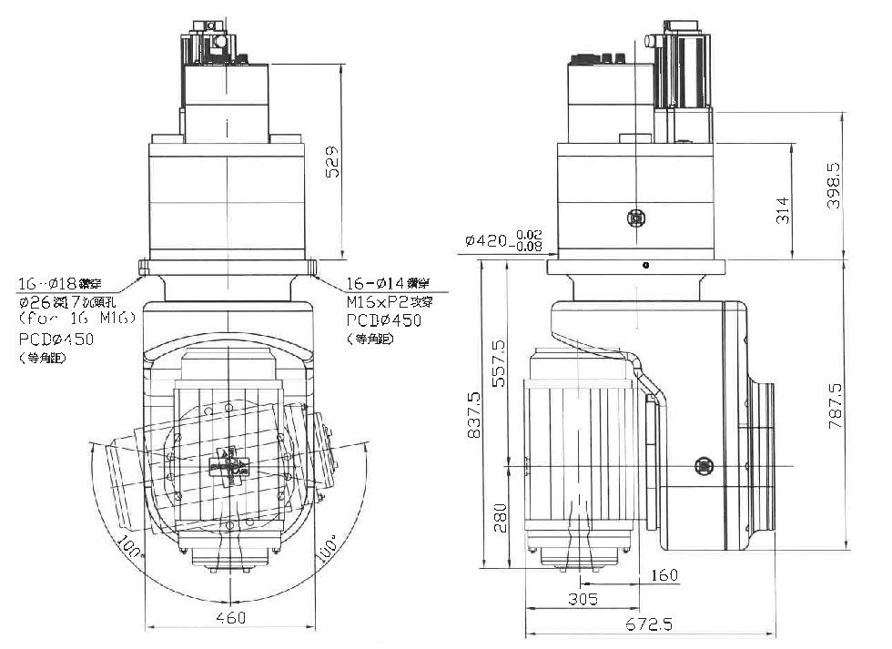 /single spindle outer dimensions